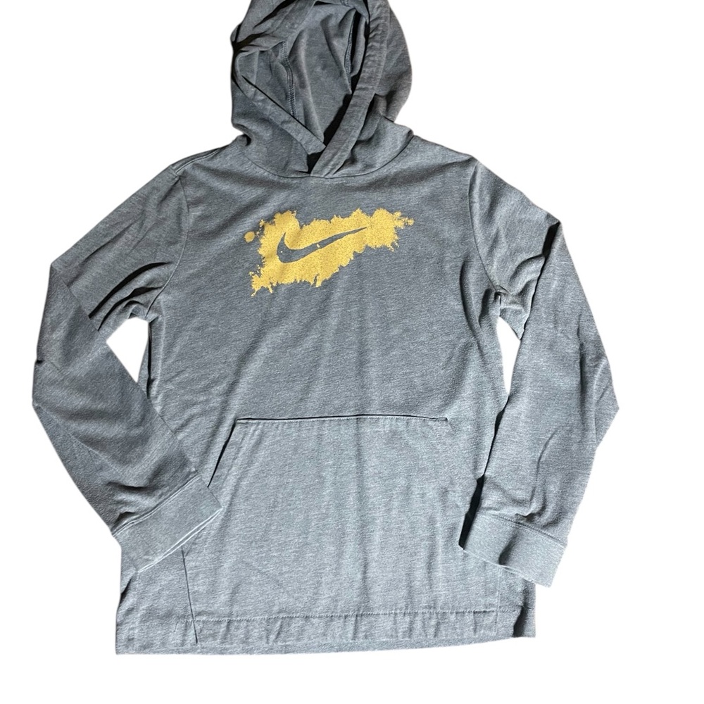Nike Heather Gray Hoodie with Gold Swoosh